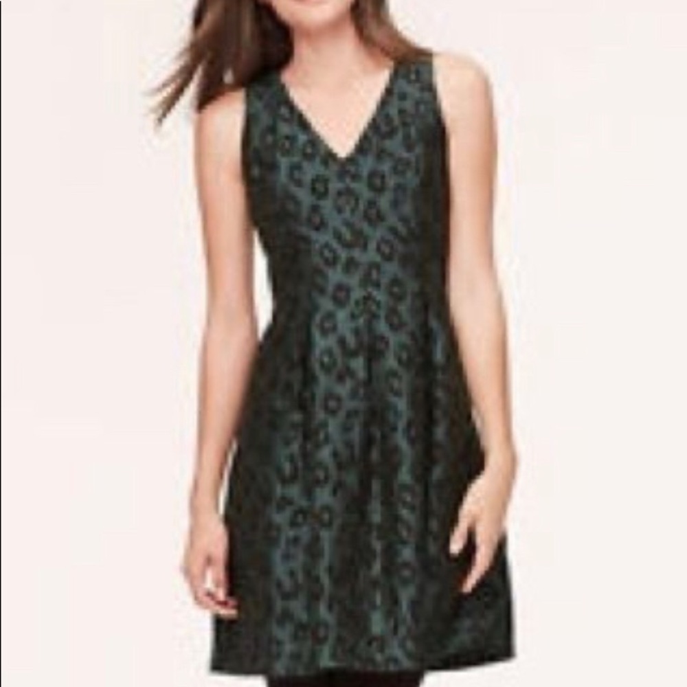 Loft leopard print teal/deep green & black dress.